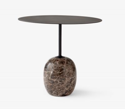 Lato Beistelltisch Warmschwarz H 45 cm oval mit Metallplatte AndTradition
